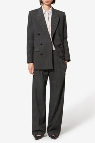 Pantaloni da completo Lisetta in lana vergine a righe tennis