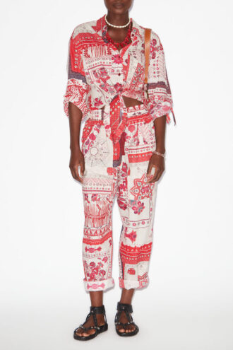 Pantaloni Fedora in voile di cotone con stampa bandana