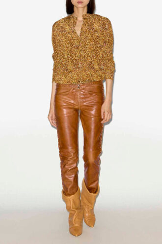 Pantaloni in pelle con lacci Cyerra