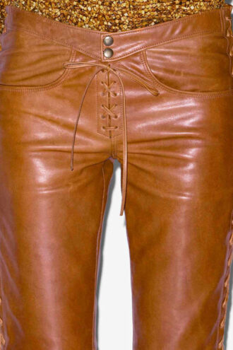 Pantaloni in pelle con lacci Cyerra