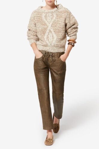 Pantaloni in pelle di agnello lucida Vanel