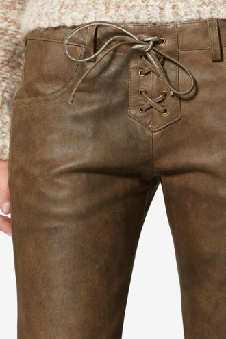 Pantaloni in pelle di agnello lucida Vanel