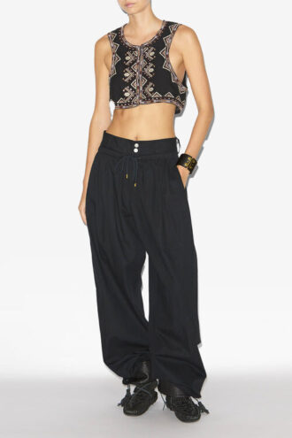 Pantaloni larghi con arricciature Inaya