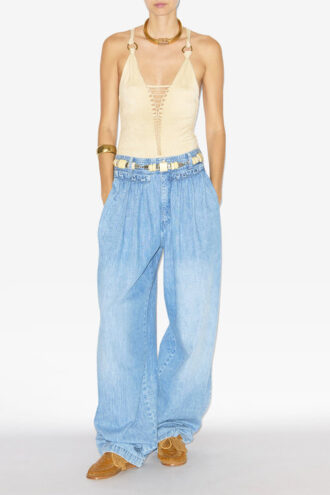 Pantaloni larghi con arricciature Inaya