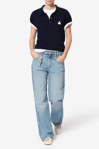 Polo in misto cotone e lana con logo Althea