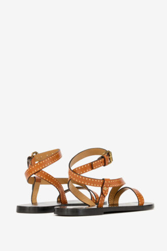 Sandali piatti in pelle con borchie Jopee
