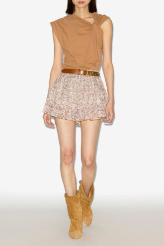 Shorts in cotone stampato con volant Jocadia
