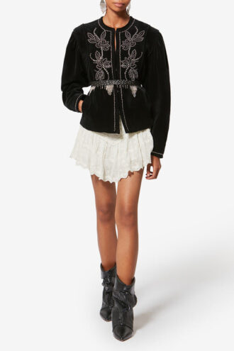 Shorts Zoelia in seta e cotone ricamati