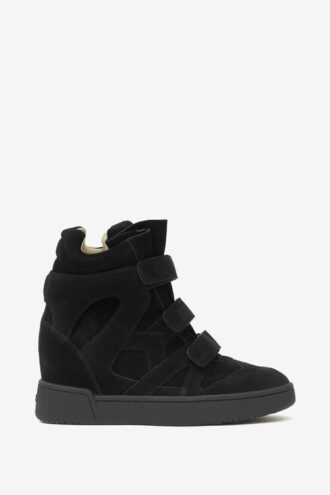 Sneakers alte con zeppa in pelle
