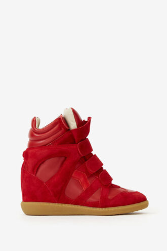 Sneakers con zeppa in pelle scamosciata di vitello Bekett
