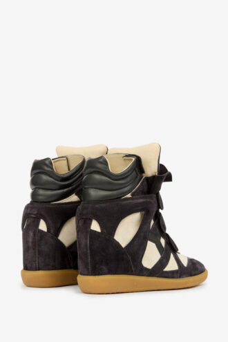 Sneakers con zeppa in pelle scamosciata di vitello Bekett