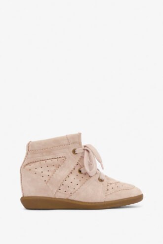 Sneakers con zeppa in pelle scamosciata traforata Bobby