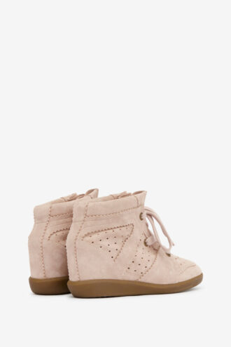 Sneakers con zeppa in pelle scamosciata traforata Bobby