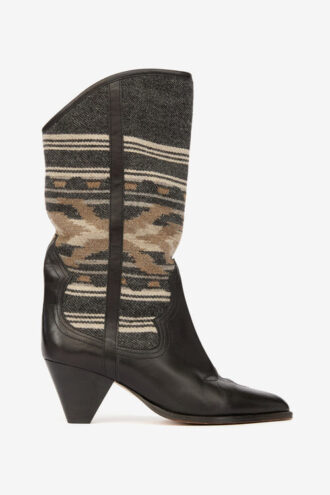 Stivali da cowboy in pelle e jacquard Lijita