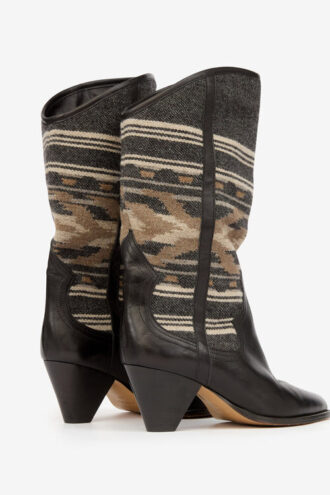 Stivali da cowboy in pelle e jacquard Lijita