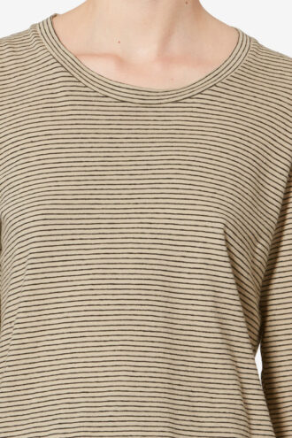 T-shirt a righe in cotone e lino Kaaron