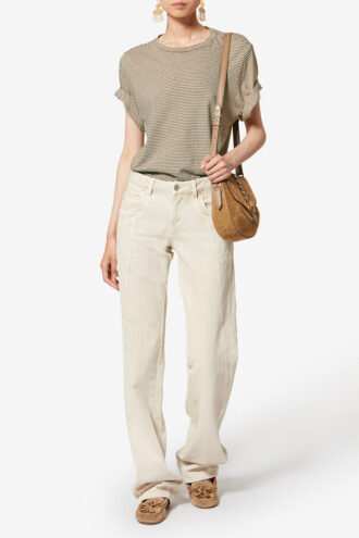 T-shirt a righe in cotone e lino Zewel