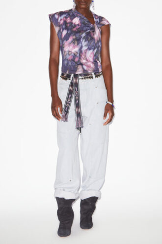 T-shirt asimmetrica in cotone stampato Nayda