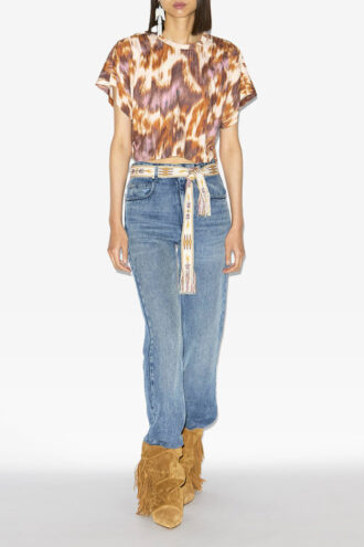 T-shirt corta in cotone con stampa acquerello Zilia