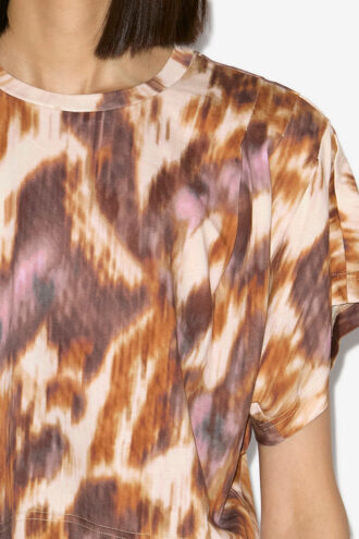 T-shirt corta in cotone con stampa acquerello Zilia
