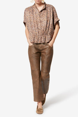Top Azalea in jacquard di seta floreale