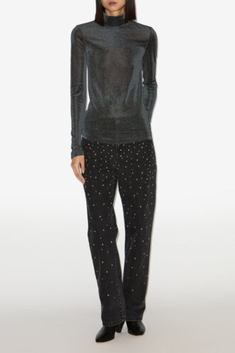 Top con collo alto in lurex Jadia