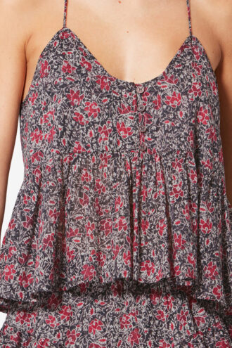 Top con spalline in voile di cotone biologico stampato Lirhetta