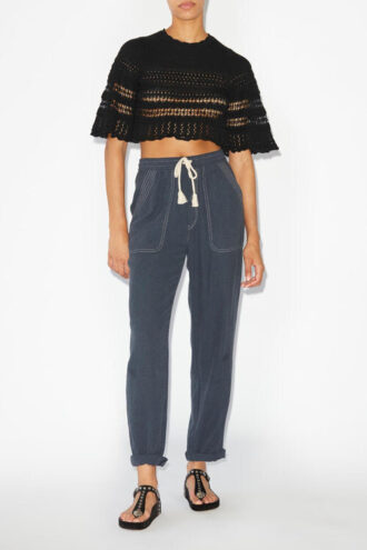 Top corto in maglia all’uncinetto Frizy