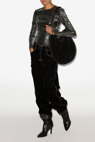 Top Hilda a maniche lunghe con paillettes