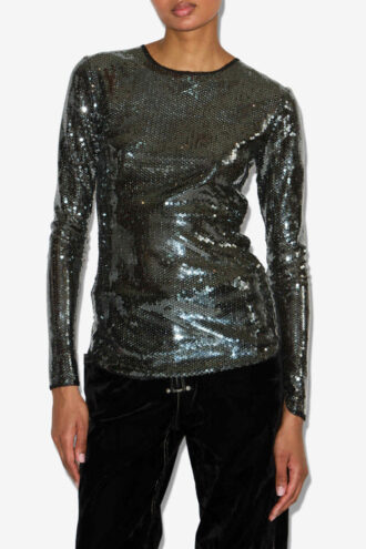 Top Hilda a maniche lunghe con paillettes