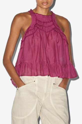 Top in cotone arricciato Carlee