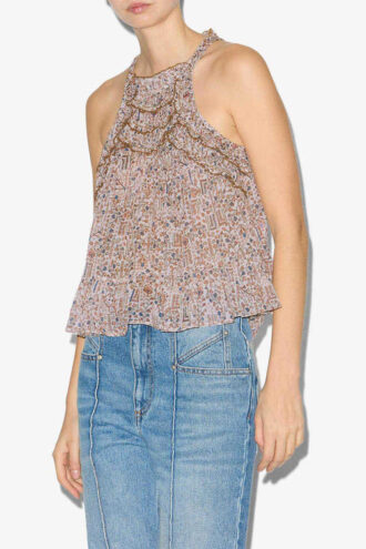 Top in cotone arricciato Carlee
