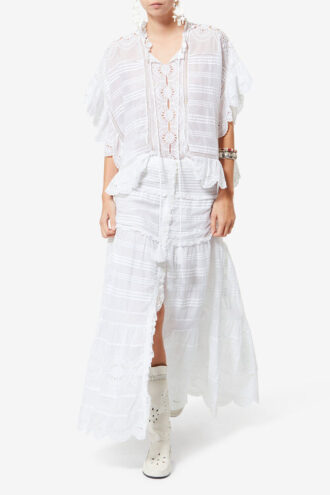 Top in cotone e pizzo floreale stile caftano Payton