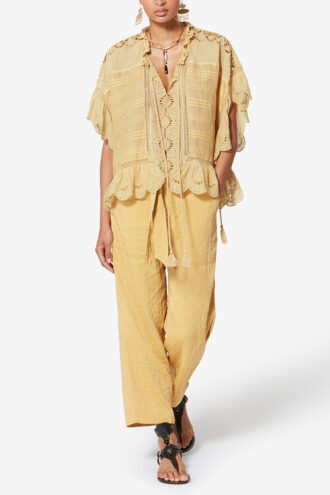 Top in cotone e pizzo floreale stile caftano Payton