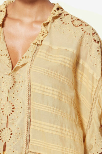 Top in cotone e pizzo floreale stile caftano Payton