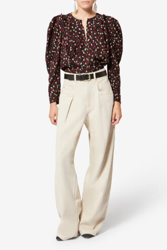 Top in seta Zarga con stampa a pois