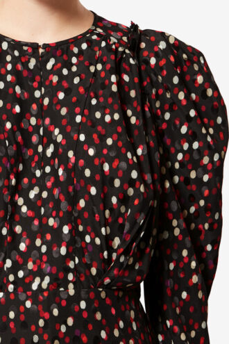 Top in seta Zarga con stampa a pois