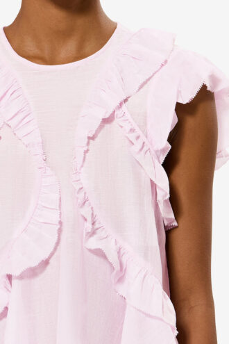 Top in voile di cotone con volant Nalou
