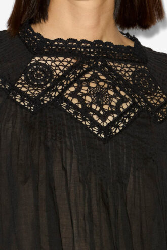 Top in voile di cotone e pizzo Garia