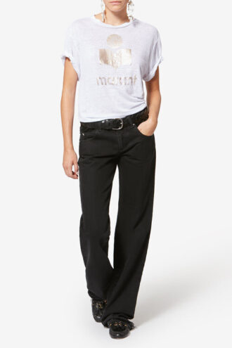 Zewel T-shirt in lino tinta unita con logo