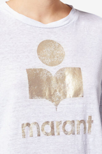 Zewel T-shirt in lino tinta unita con logo